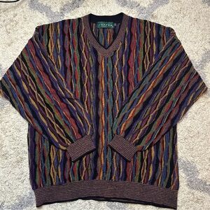VINTAGE Tundra Multicolor V-Neck COOGI Style Sweater